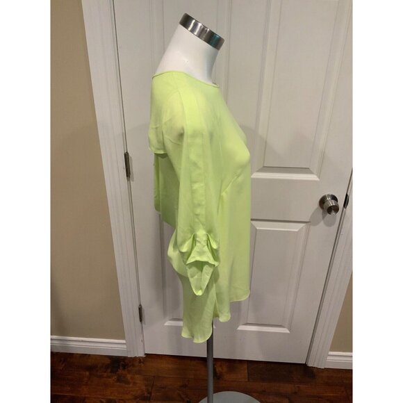 BCBG Max Azria Bright Citron Yellow "Andie" Draped Back Shirt, Size XS, NWT! - Picture 2 of 5